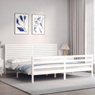 vidaXL Vidaxl - Estructura De Cama Con Cabecero Madera Maciza Blanco 200x200 Cm