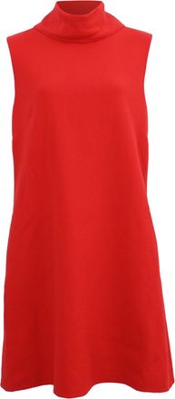 Oscar De La Renta Sleeveless Turtleneck Shift Dress in Red Wool