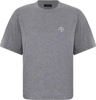 Anine Bing Cotton Logo T-Shirt - Dames - T-shirts - Grijs - XS - Katoen - Tops