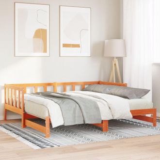 Berkfield Home Pull-out Day Bed without Mattress Wax Brown 2x(90x190) cm