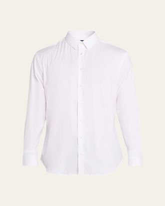 Giorgio Armani Mens Solid Stretch Poplin Sport Shirt