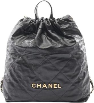 Chanel Pre-owned 22 Leather Backpack - Dames - Vintage Rugzakken - Zwart - ONE Size - Leer - Vintage