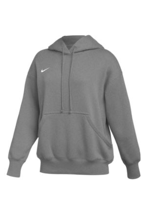 Nike Womens Phoenix Fleece Pullover Hoodie In Dark Heather Grey/white