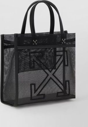 Off-white small mesh tote bag dual handles