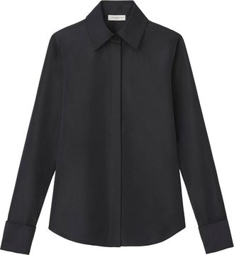 Lafayette 148 New York Hidden Button Front Slim Blouse