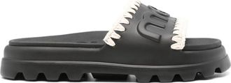Mou logo-embossed slides - women - Other fibres - 41 - Black