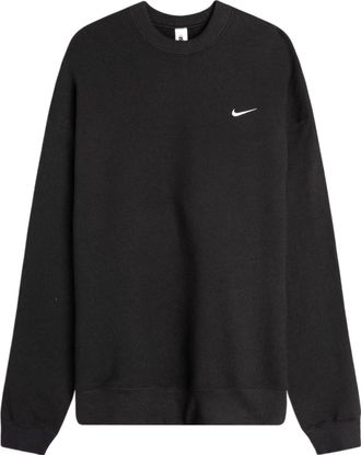 Nike Solo Swoosh Fleece Solid Color Logo Embroidered Long Sleeves Unisex Black CV0554-010