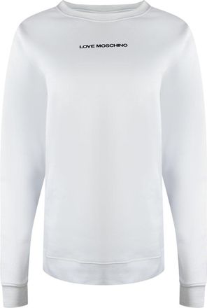 Moschino Womens Love Small Logo White Sweatshirt Cotton - Size X-Large