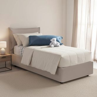 Dmora Dmora - Cama Individual Dgrillo, Cama Contenedor Con Tapizado En Ecopiel, 100% Made In Italy, Apertura Lateral, Con Colch&oacute;n 80x190 Cm Incluido, T&oacute;rtol