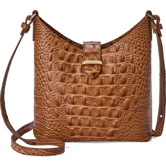 Brahmin Small Gwynne Croc Embossed Leather Crossbody Bag in Cinnamon at Nordstrom