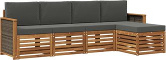 vidaXL Conjunto De Sof&aacute;s De Exterior 5 Uds. Natural Y Antracita Vidaxl