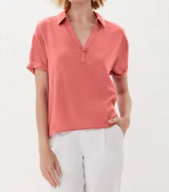 ECRU New Hutton Garmet Dyed Pullover Top In Nantucked Red