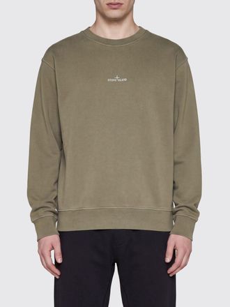 Stone Island Felpa girocollo in cotone con patch logo Compass