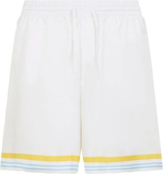 Casablanca Tennis Landscape Silk Shorts - Heren - Korte Broeken - Wit - M - Korte Broeken