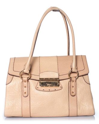 Dolce & Gabbana Beige Grained Leather Handbag (Authentic Pre-Loved)