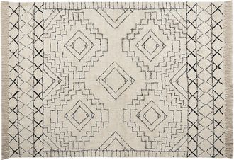 Beliani Alfombra De Algod&oacute;n Beige Negro 160 X 230 Cm Patr&oacute;n Azteca Moderno Vintage Zeyne