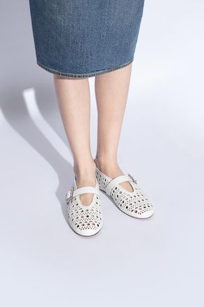 Alaia Leather Ballet Flats, Womens, White