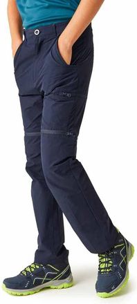 Regatta Junior Highton Stretch Zip Off Trousers Water Repellent Hiking Walking 2-1 Pants Navy
