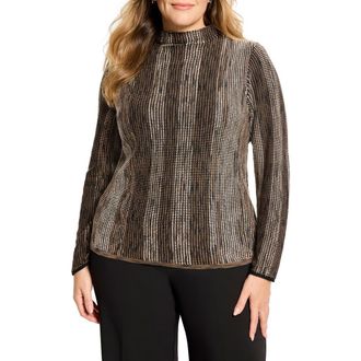 Nic+Zoe Ombr&eacute; Pixel Knit Funnel Neck Sweater in Neutral Multi at Nordstrom Rack, Size 1 X