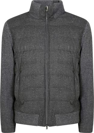 Herno Resort Jacket in Wool Knickerbocker - Heren - Gewatteerde jassen - Grijs - L - Wol - Jassen