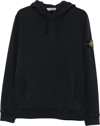 Stone Island Felpa Black Cotton Hoodie