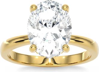 Pompeii3 Certified 3.10Ct Oval Diamond HIdden Halo Engagement Ring 14k Gold Lab Grown