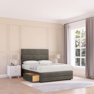 Sloomy Monaco Bed Base 4 Drawers 12 Footboard & 26 Strutted Headboard in Light Grey | Size: Small Double