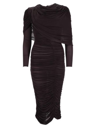 Magda Butrym Bordeaux Asymmetrical Cupro-Blend Midi Dress