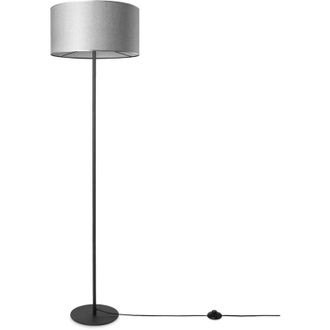 Paco Home Lampada Da Terra Soggiorno Paralume Stoffa Da Tavolo Tessuto E27 Da Notte Grigio (Ø38 cm), Lampada da terra-Nero - Tipo 2 - Paco Home