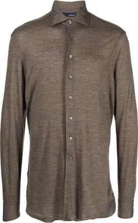 Lardini button-front long-sleeved polo shirt - men - Wool - M - Brown