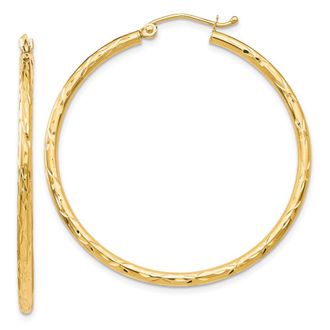 Diamond2Deal 10K Yellow Gold Round Hinged Hoop Earrings