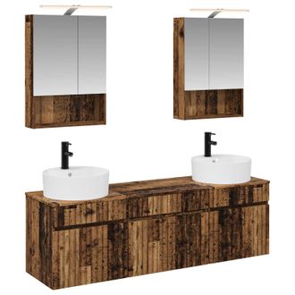 vidaXL Juego De Muebles De Ba&ntilde;o 5 Pcs Madera Envejecida Vidaxl