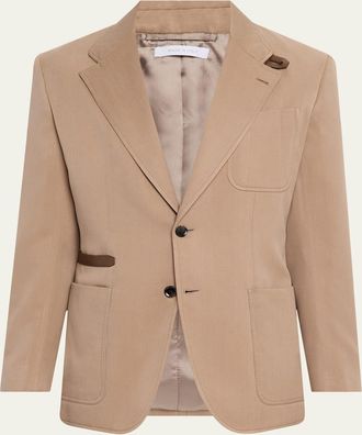 Brioni Mens Silk Leather-Trim Travel Jacket