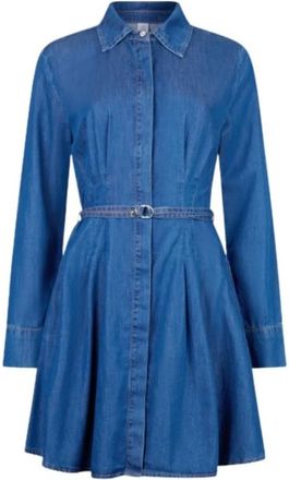 Liu Jo Denim overhemdjurk met strass knopen - Dames - Shirt Kleedjes - Blauw - L - Denim - Kleedjes