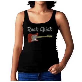 Generic New Rock Chick and Guitar Womens Rhinestone Crystal Diamante Rock and Roll Music Vest Tank top 1980s 70s 90s 60s (as8, Numeric, Numeric_6, Numeric_8, 