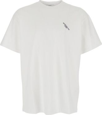 Givenchy White T-Shirt With Diagonal Embroidered Logo In Cotton Man