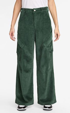 Nike Jordan Chicago Wide Leg Cotton Corduroy Cargo Pants in Fir at Nordstrom, Size X-Small