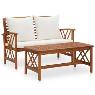 vidaXL Muebles De Jard&iacute;n 2 Piezas Con Cojines Madera Maciza De Acacia Vidaxl