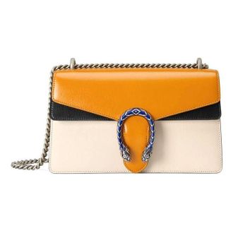 Gucci (WMNS) Gucci Dionysus Leather Single-Shoulder Bag Small Orange/Black/White 400249-18YIN-9382