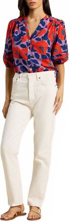 Trovata Loren Button Front Blouse In Poincianna Floral