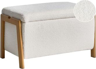 Beliani Storage Bench White Boucle Upholstery Modern Design Glam Style Living Room Bedroom EDLAND