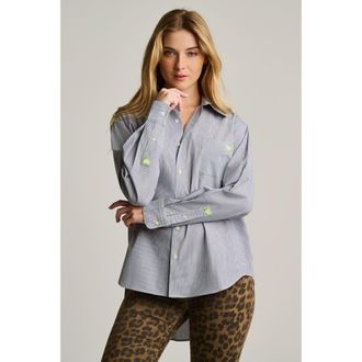 Lisa Todd Stripe It To Me Button-Up Shirt in Black White Stripe at Nordstrom, Size X-Small