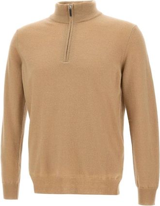 KANGRA Henley Half-Zip Sweater - Heren - Coltruien - Beige - 3XL - Wol - Truien & Vesten