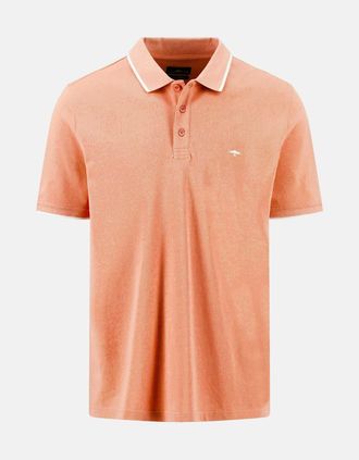 Fynch-Hatton Mens Contrast Tipped 2-Ply Cotton Polo Shirt Tangerine - Green - Size: 40