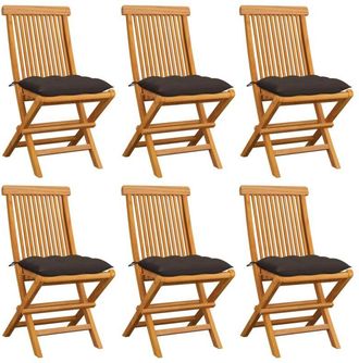 vidaXL Vidaxl - Sillas De Jard&iacute;n 6 Uds Madera Maciza Teca Y Cojines Gris Taupe