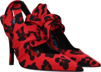 The Attico Womens Animal-Print Fabric Heel Red