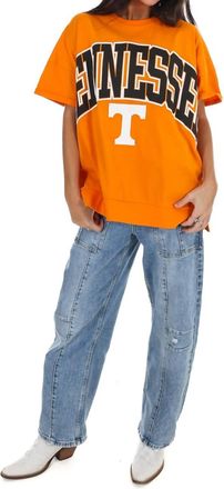 Pressbox Tennessee Rolled Sleeve Oversized Top In Light Orange