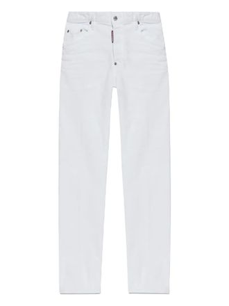 Dsquared2 label-detail cotton trousers - men - Cotton/Elastane - 46 - White
