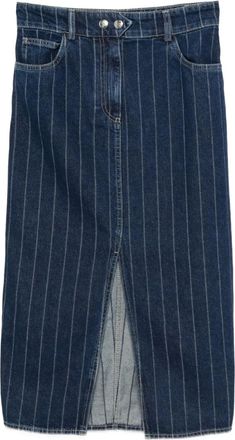 BA&SH Gonna midi denim gessata - Blu