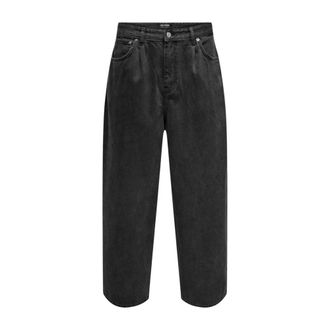 Only & Sons Jeans van katoen met rits en knoop - Heren - Loose Fit Jeans - Zwart - W33 L32 - Katoen - Jeans